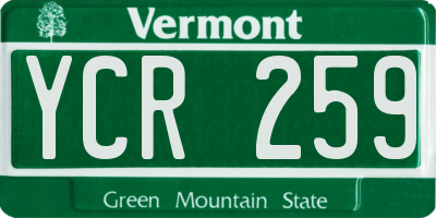 VT license plate YCR259