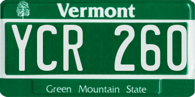 VT license plate YCR260