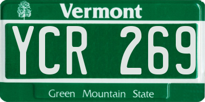 VT license plate YCR269