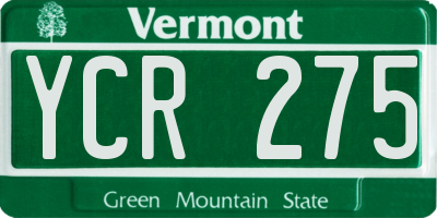VT license plate YCR275