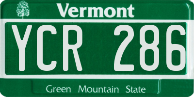 VT license plate YCR286