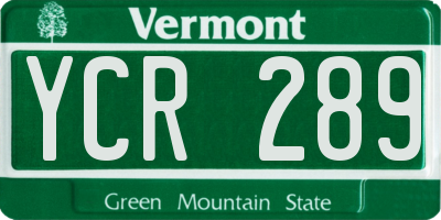 VT license plate YCR289