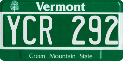 VT license plate YCR292