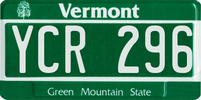 VT license plate YCR296