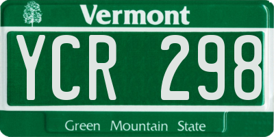 VT license plate YCR298