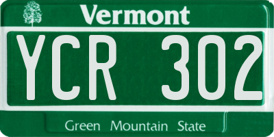VT license plate YCR302