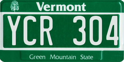 VT license plate YCR304