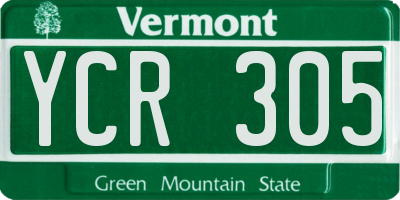VT license plate YCR305