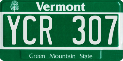 VT license plate YCR307