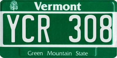 VT license plate YCR308
