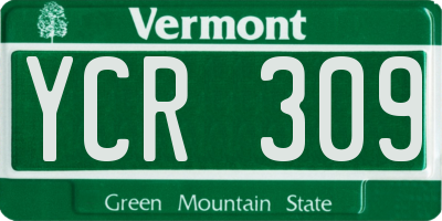 VT license plate YCR309