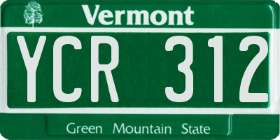 VT license plate YCR312