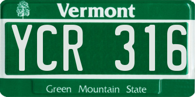 VT license plate YCR316