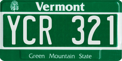 VT license plate YCR321