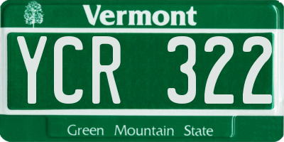 VT license plate YCR322