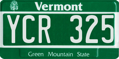 VT license plate YCR325