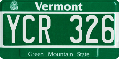 VT license plate YCR326