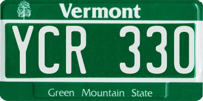 VT license plate YCR330