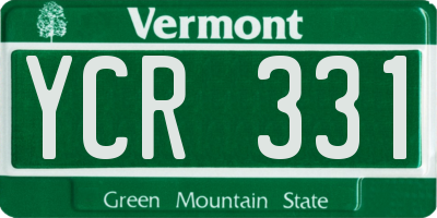 VT license plate YCR331