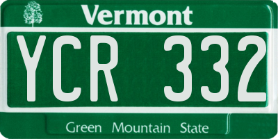 VT license plate YCR332