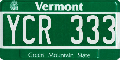 VT license plate YCR333