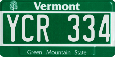 VT license plate YCR334