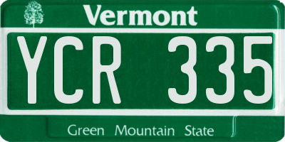 VT license plate YCR335