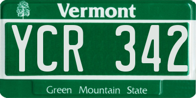 VT license plate YCR342