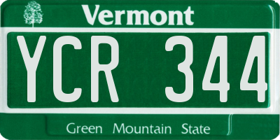 VT license plate YCR344