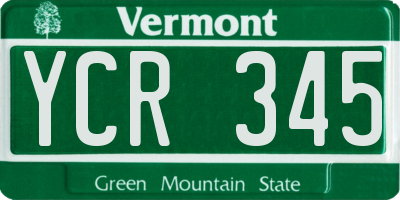 VT license plate YCR345