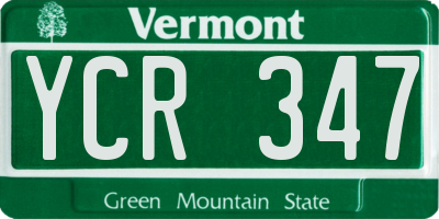 VT license plate YCR347
