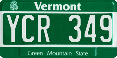 VT license plate YCR349