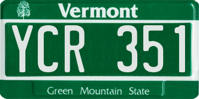 VT license plate YCR351