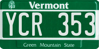 VT license plate YCR353