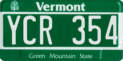VT license plate YCR354