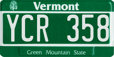 VT license plate YCR358
