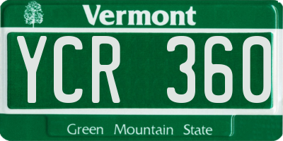 VT license plate YCR360