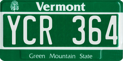 VT license plate YCR364