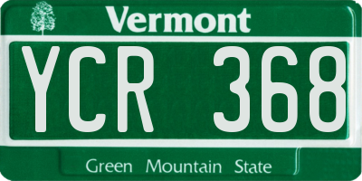 VT license plate YCR368