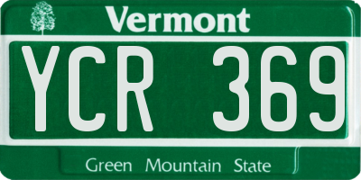 VT license plate YCR369