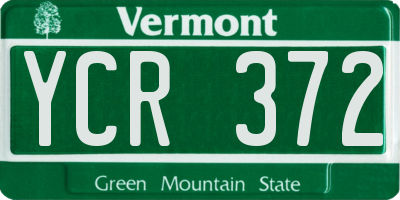 VT license plate YCR372