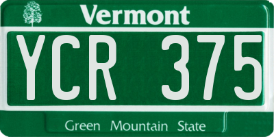 VT license plate YCR375