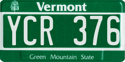 VT license plate YCR376