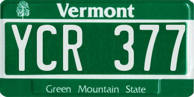 VT license plate YCR377