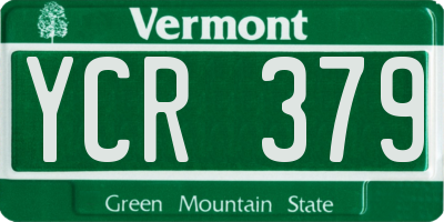 VT license plate YCR379
