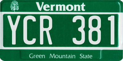 VT license plate YCR381