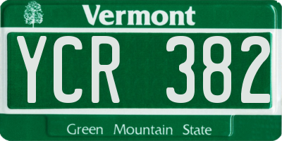 VT license plate YCR382