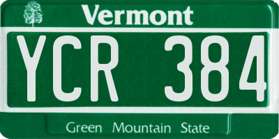 VT license plate YCR384