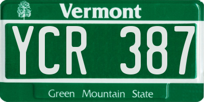 VT license plate YCR387