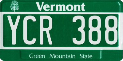 VT license plate YCR388